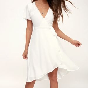 Lulu's White Midi Wrap Dress